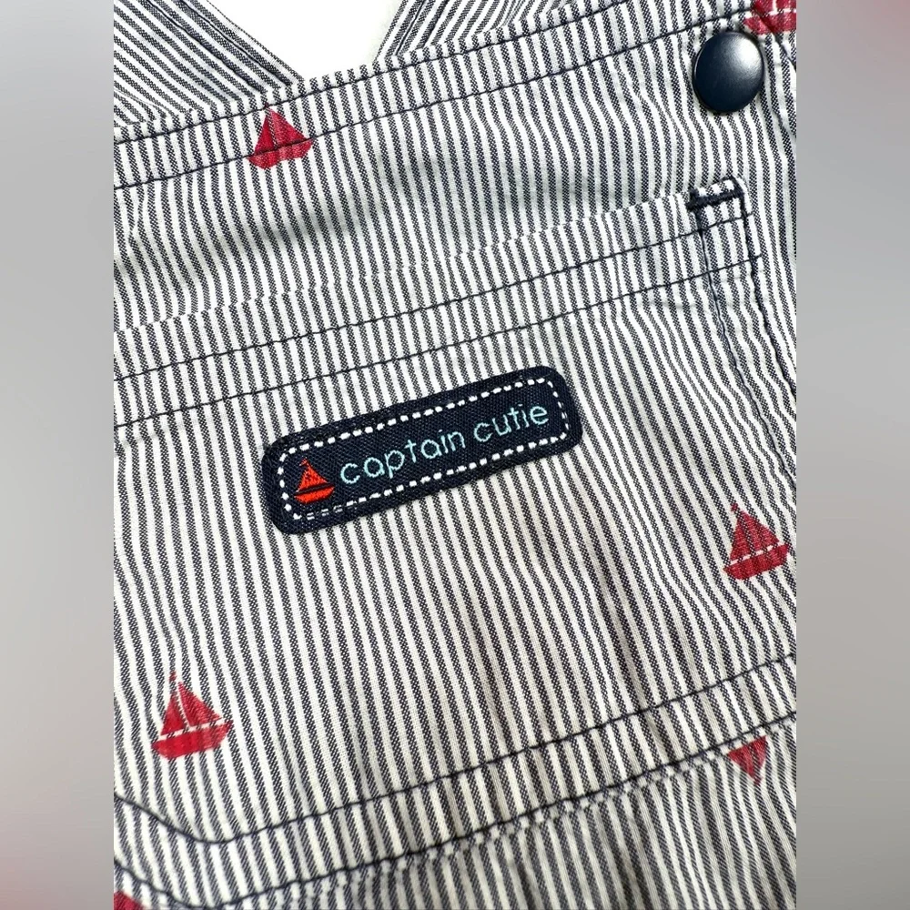 CARTER’S Baby Sailboat Stripe Overalls 18M Nautical Playful Cute‎ Outdoor